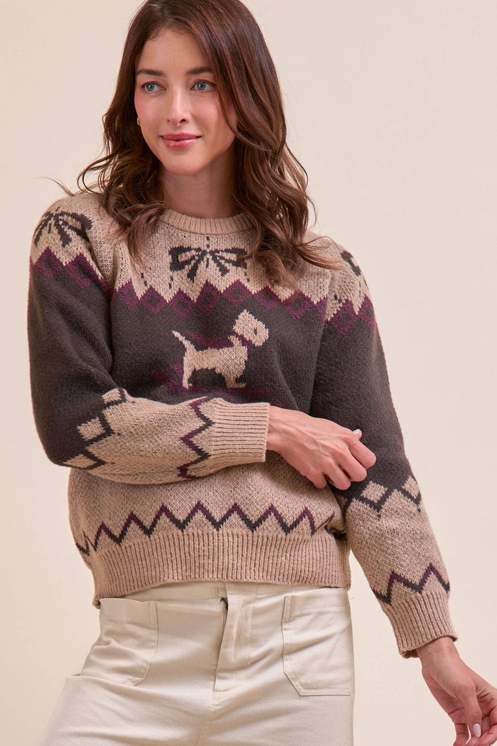 DOG MOTIF SWEATER PULLOVER