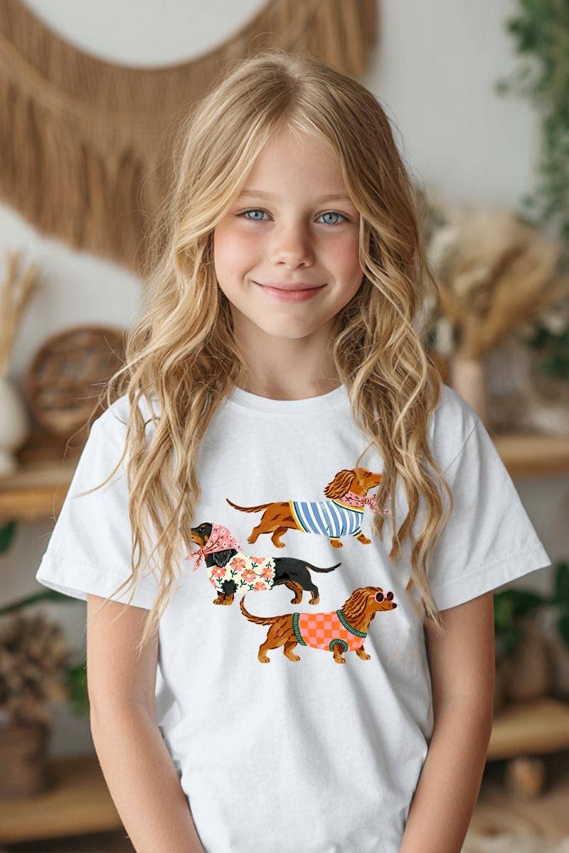 Stylish Dachshunds Kids Graphic Heavy Cotton Tee