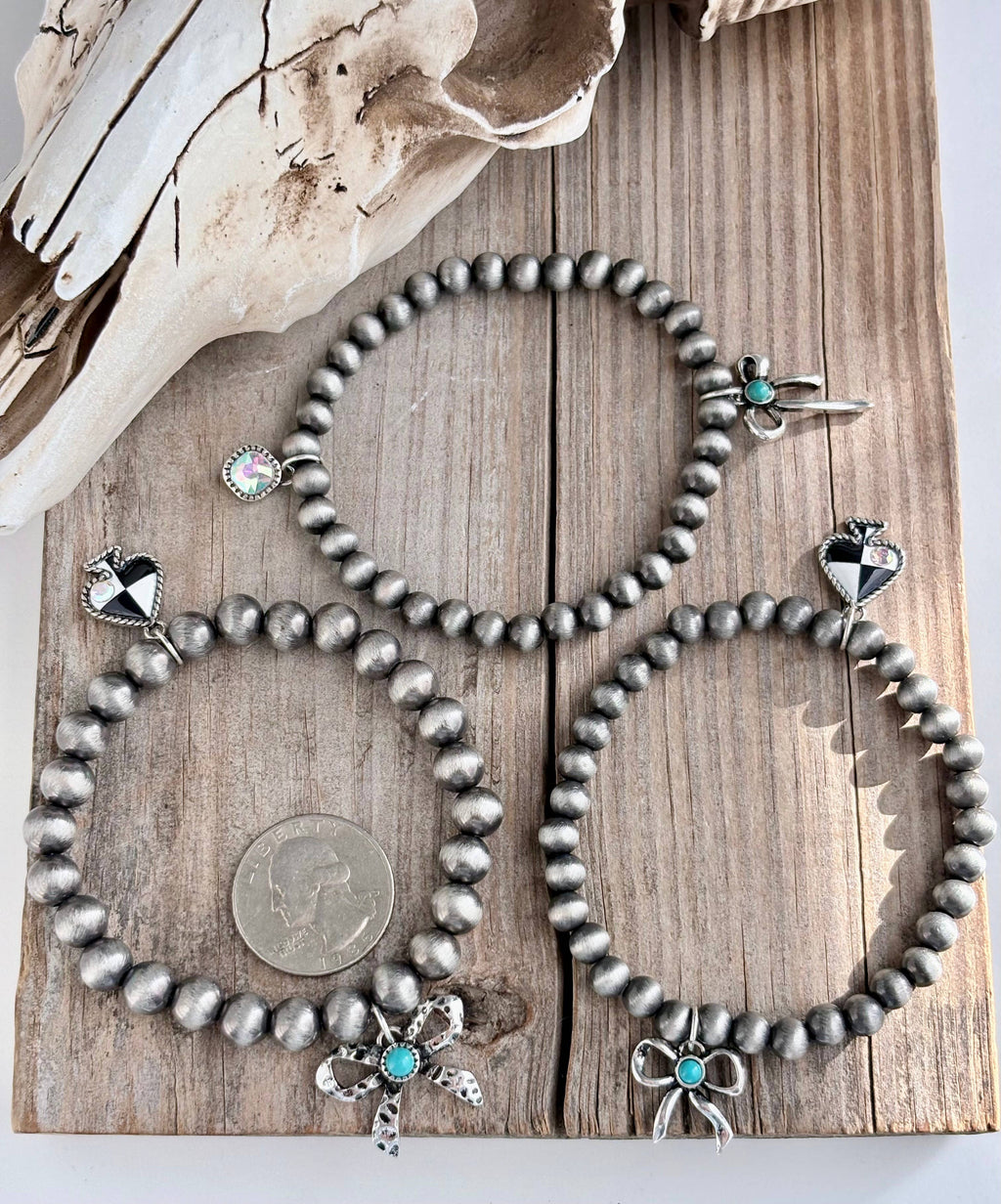 3 Piece Western Charm Navajo Pearl Bead Stretch Bracelet Set