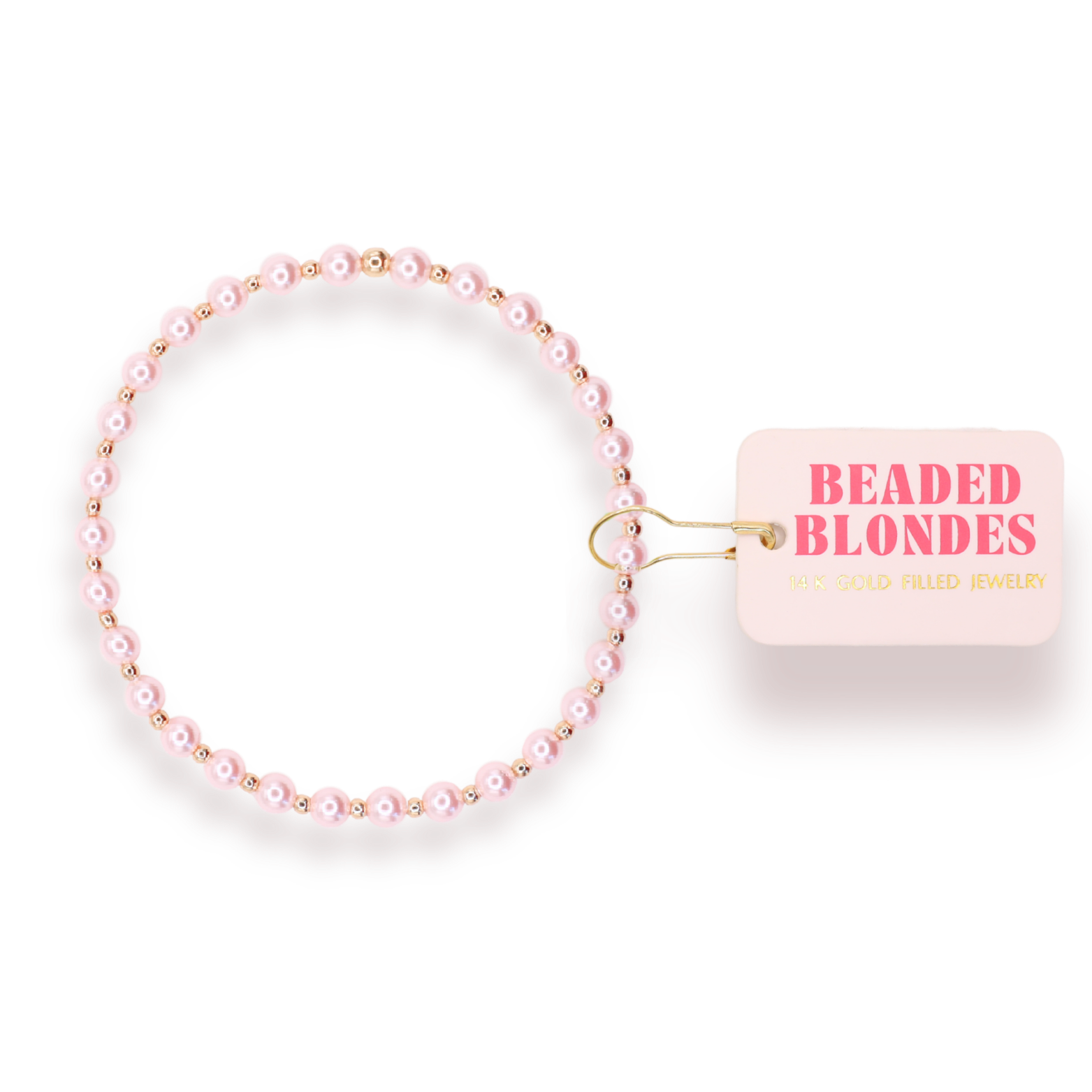 Pink Mini Luci Pearl Bracelet in Gold