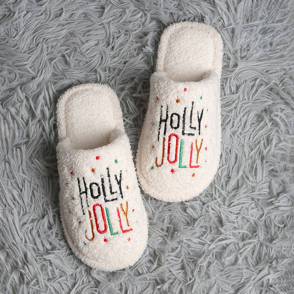 HOLLY JOLLY Holiday Soft Home Indoor Floor Slippers