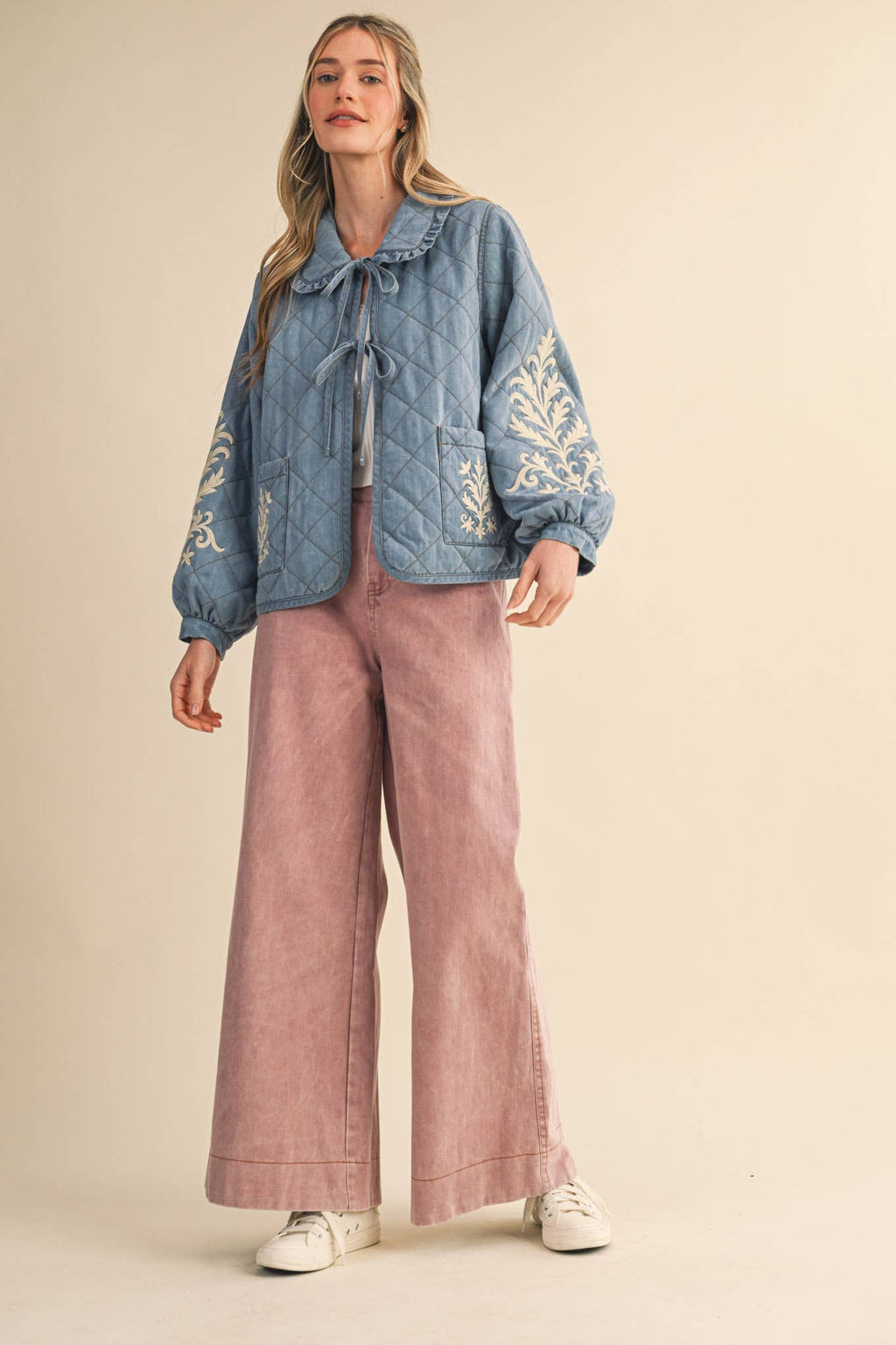 QUILTED JACKET WITH EMBROIDERY