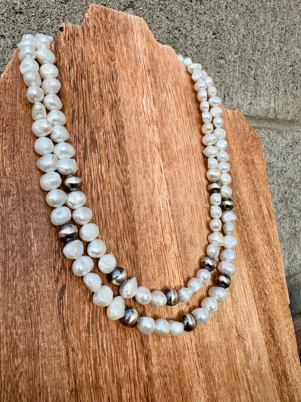 Large Navajo Pearl Necklace/Fresh water Pearl Choker/Boho