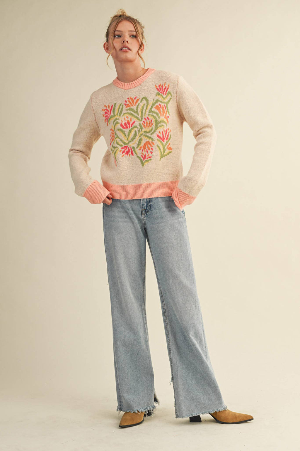 FLORAL KNIT SWEATER