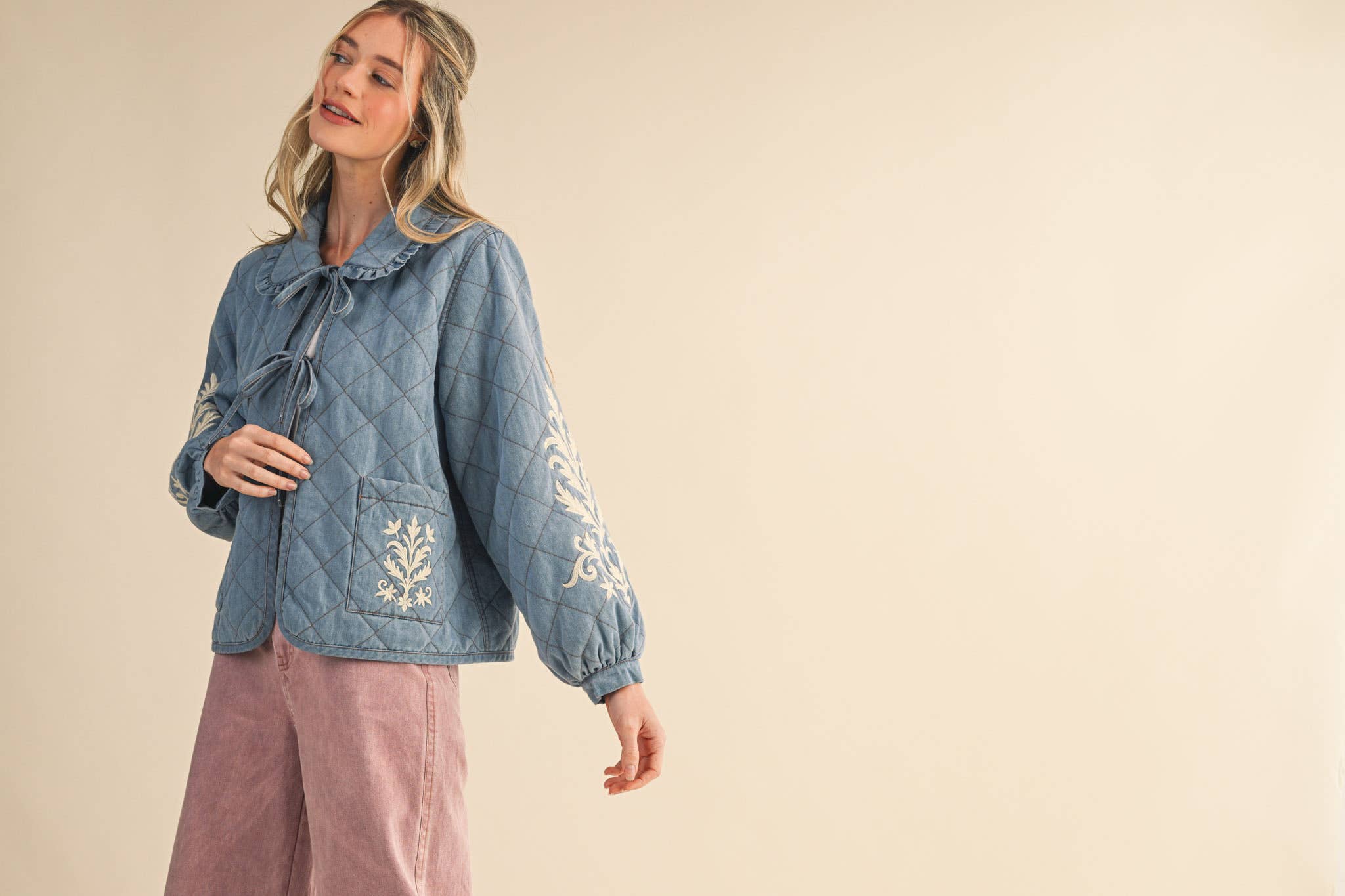 QUILTED JACKET WITH EMBROIDERY