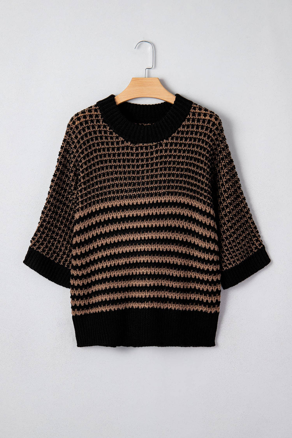 Spring 2026 Stripe 3/4 Draped Sleeve Slouchy Sweater