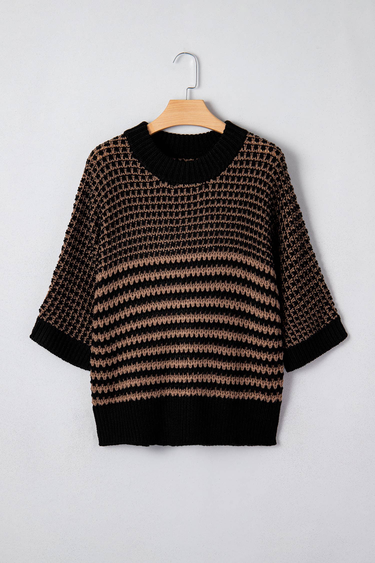 Spring 2026 Stripe 3/4 Draped Sleeve Slouchy Sweater