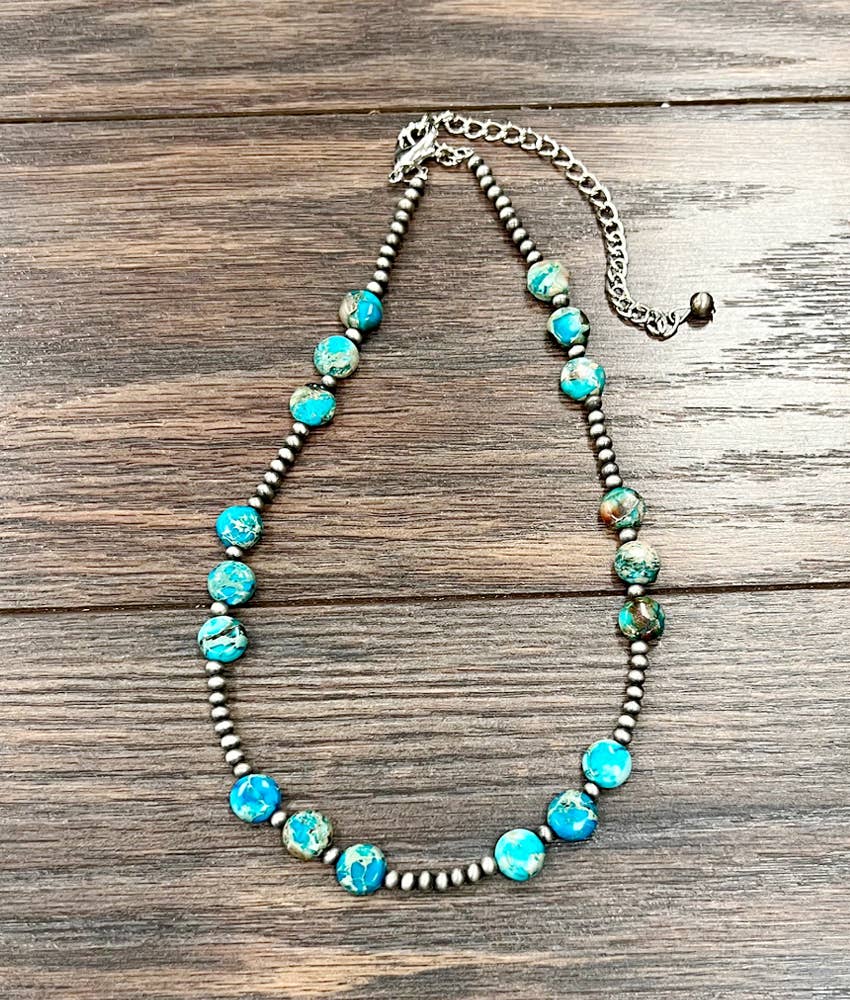738568, Handmade 16" Rondelle Gemstone Necklace