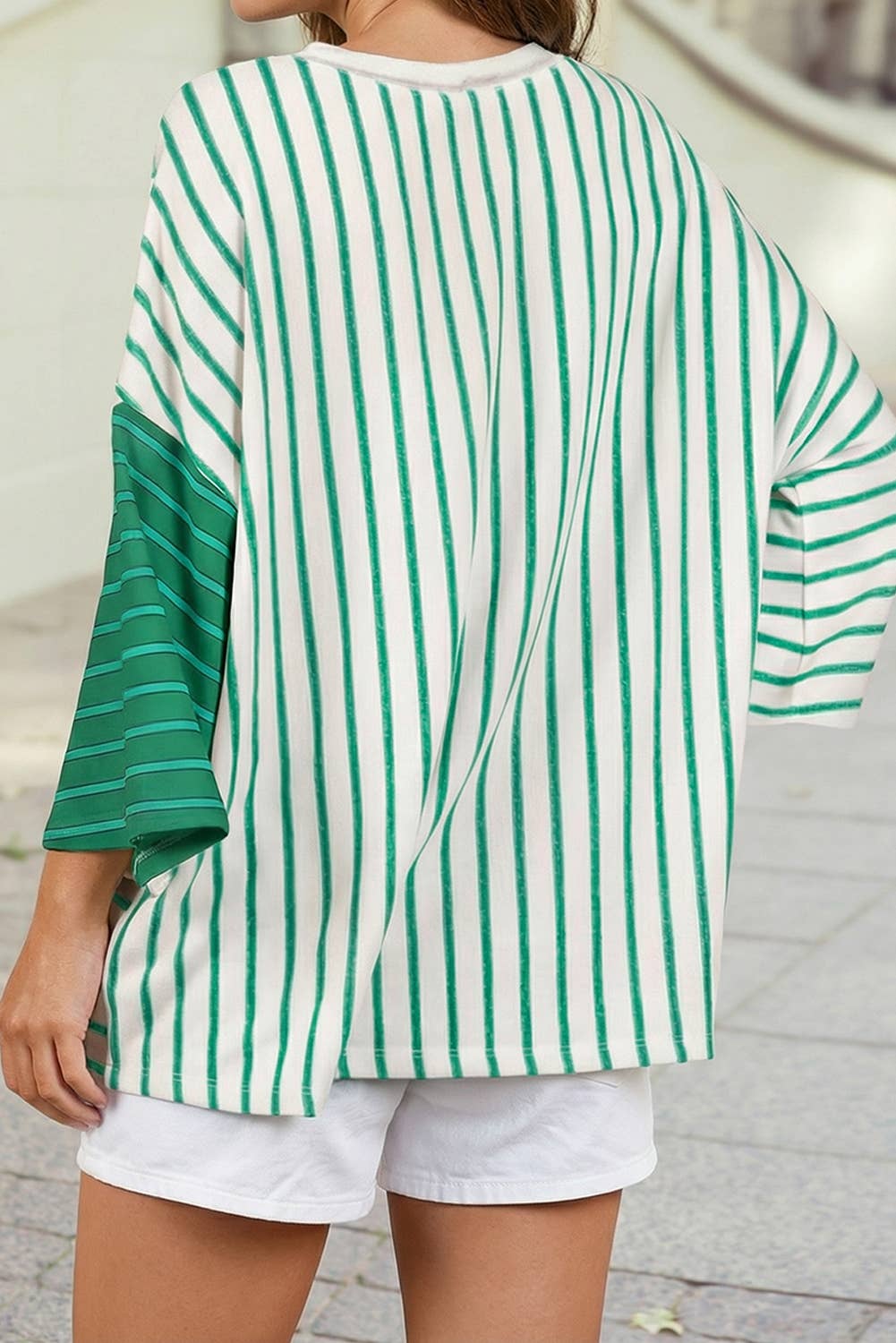 Colorblock 3/4 Sleeve Loose T Shirt
