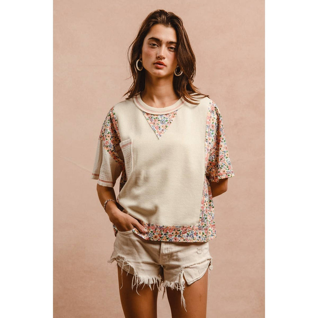 THERMAL AND GAUZE WITH FLORAL MIX AND MATCH TOP