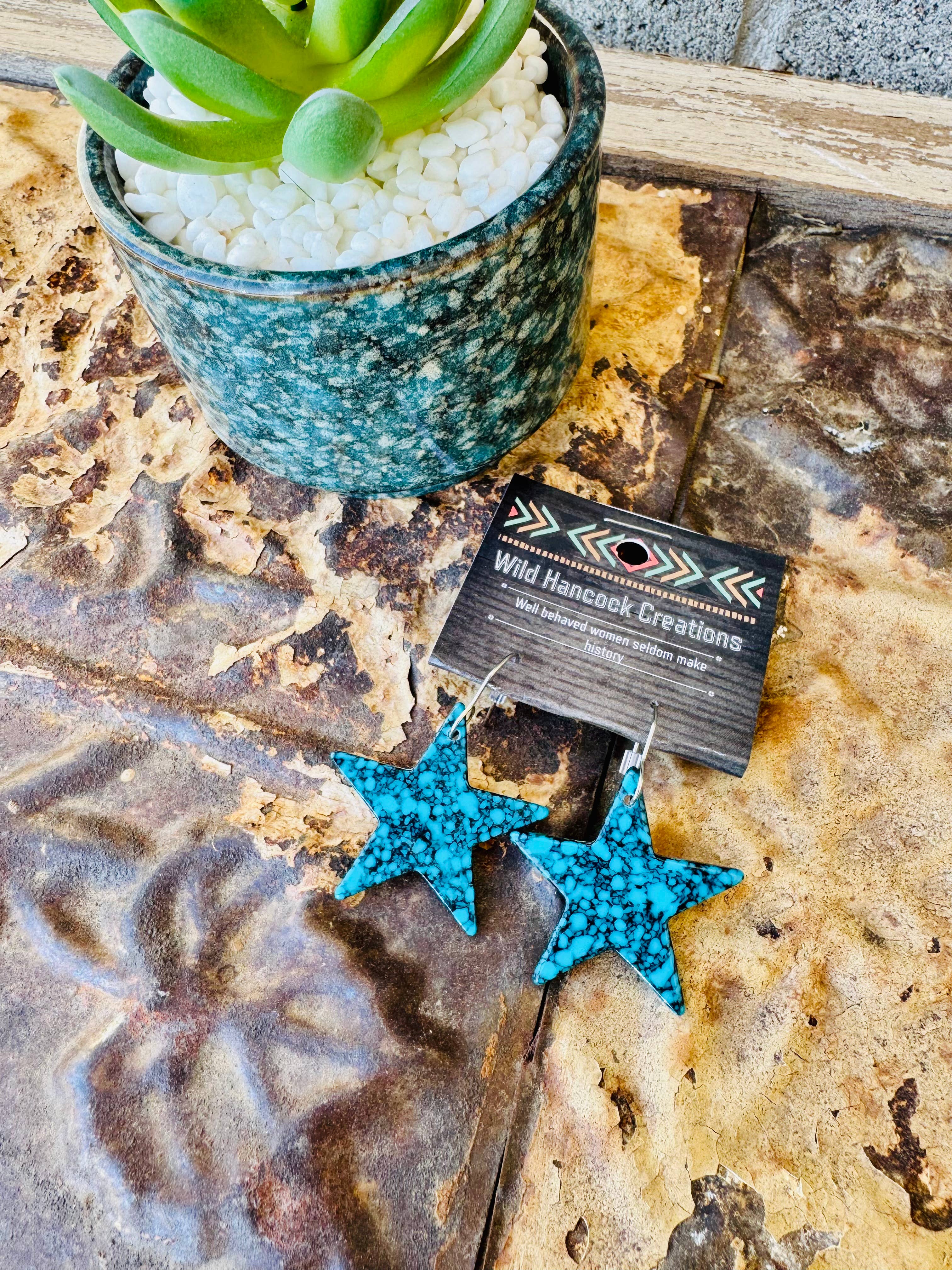 Turquoise Star Earrings/Star Earrings/Western Earrings