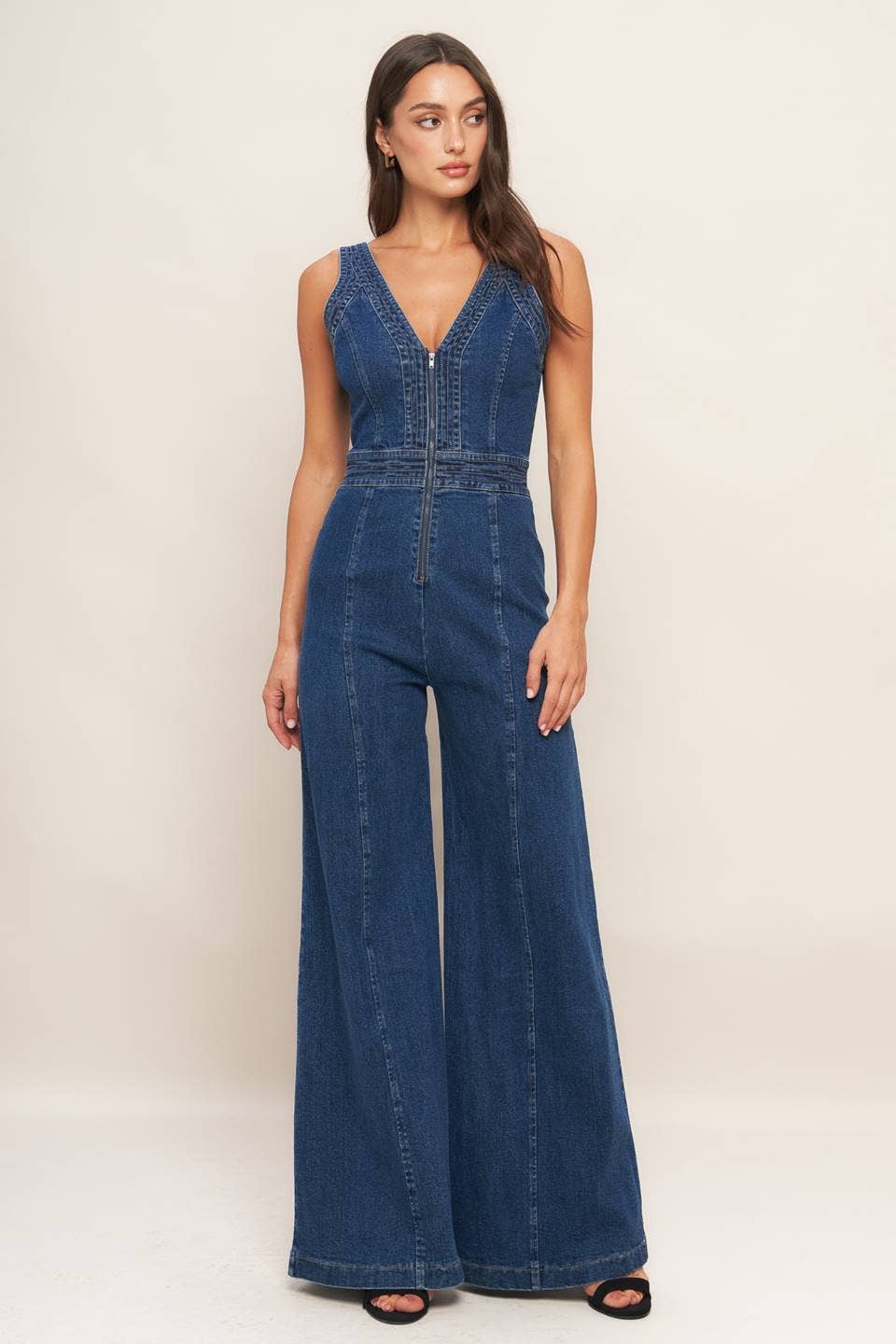 washed denim jumpsuit