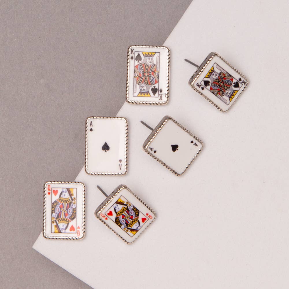 Casino Poker Cards 3-Pair Earring Set