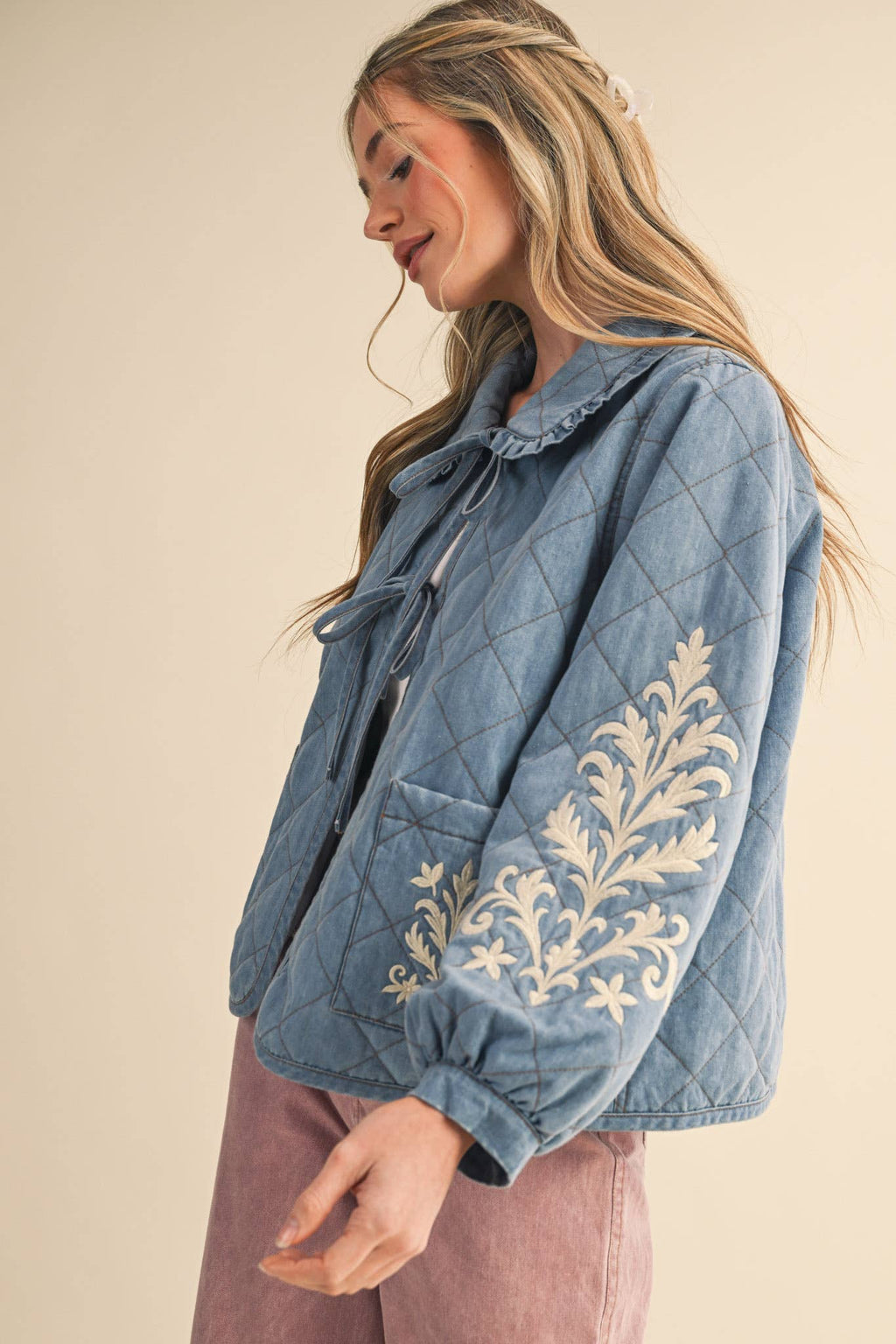QUILTED JACKET WITH EMBROIDERY