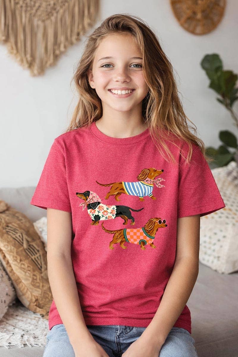 Stylish Dachshunds Kids Graphic Heavy Cotton Tee