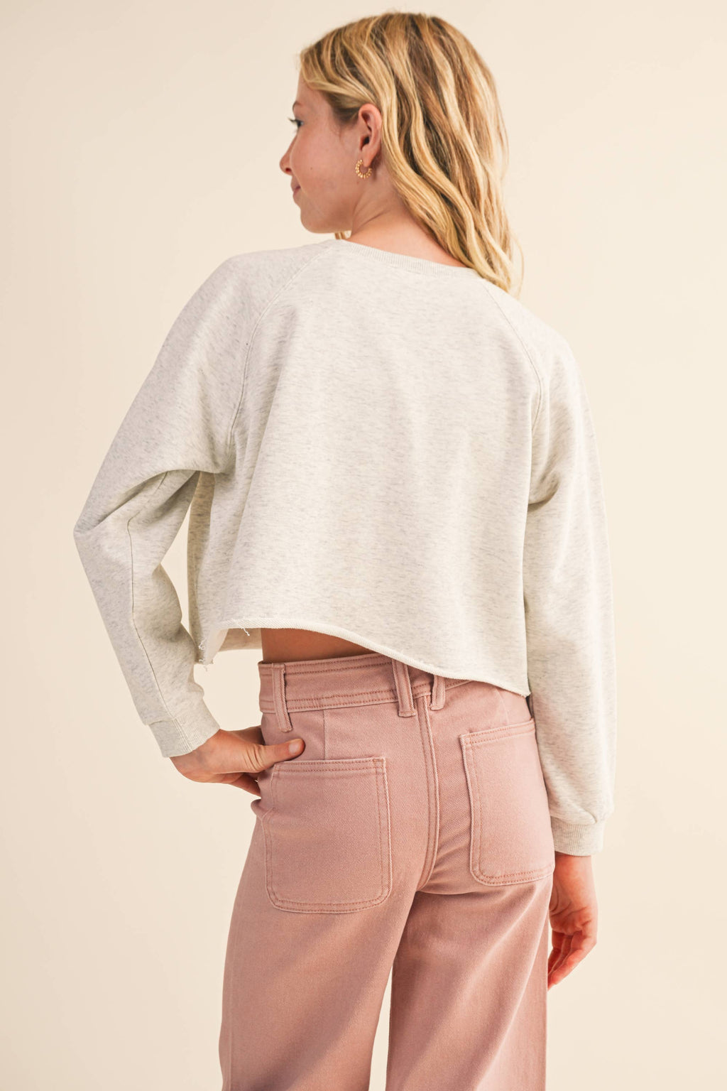 TWEEN KIDS GIRLS CROPPED RAGLAN SWEATSHIRT