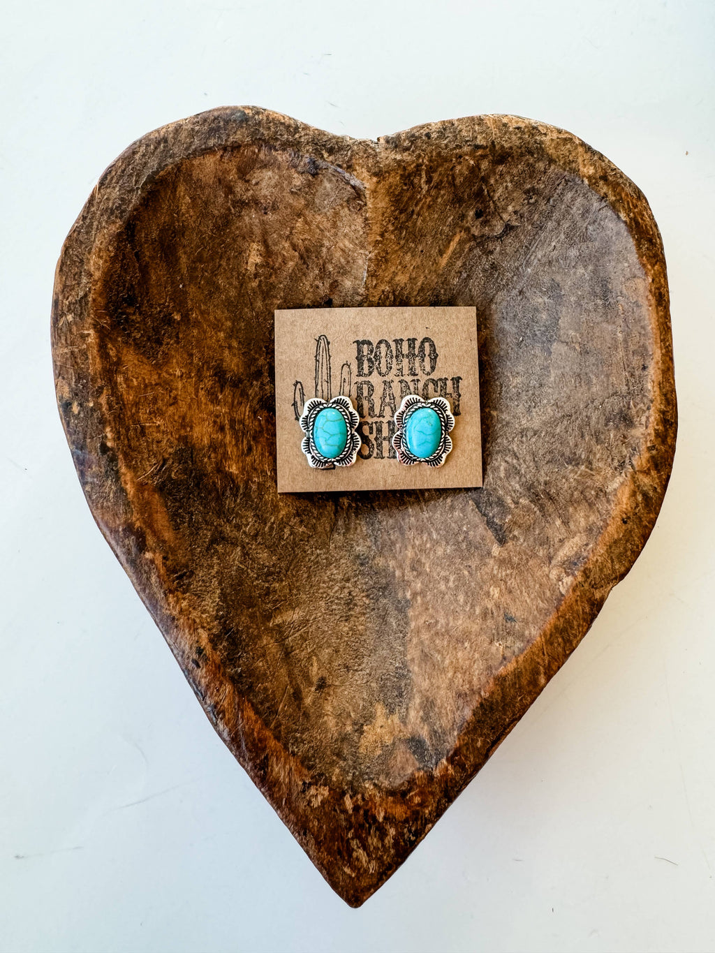 Western Oval Stone Stud Earrings