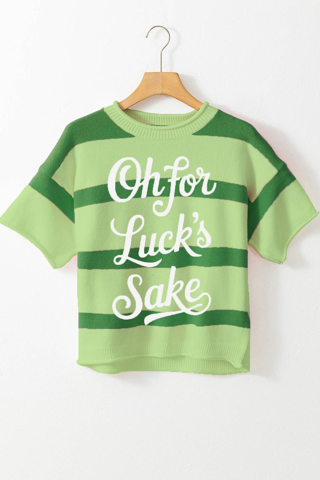 St. Patrick’s Lucky Embroidered Letter Print Sweater Shirt
