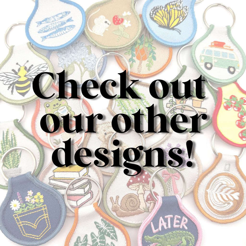 Whimiscal Floral Goose Embroidered Patch Keychain