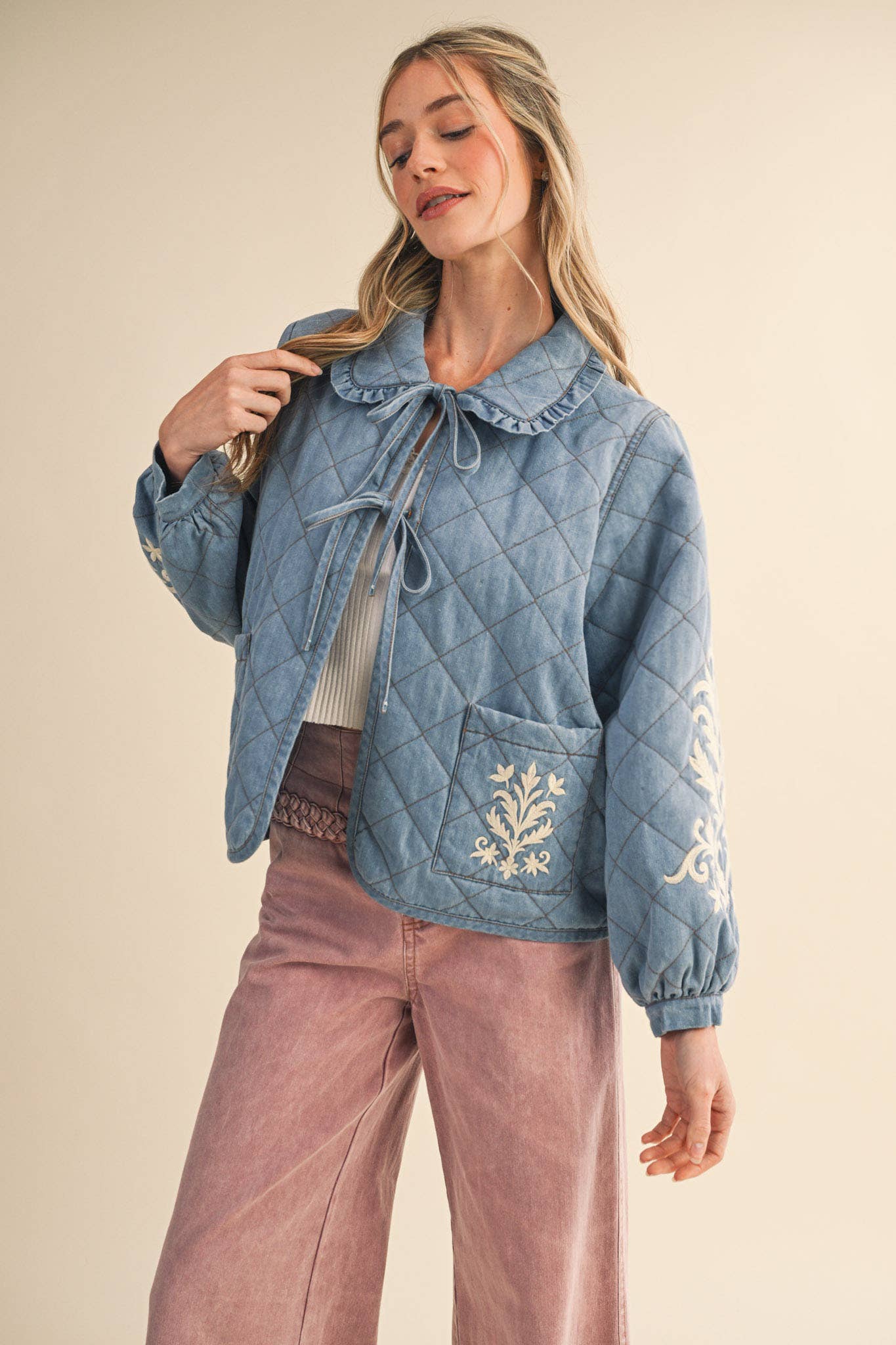 QUILTED JACKET WITH EMBROIDERY