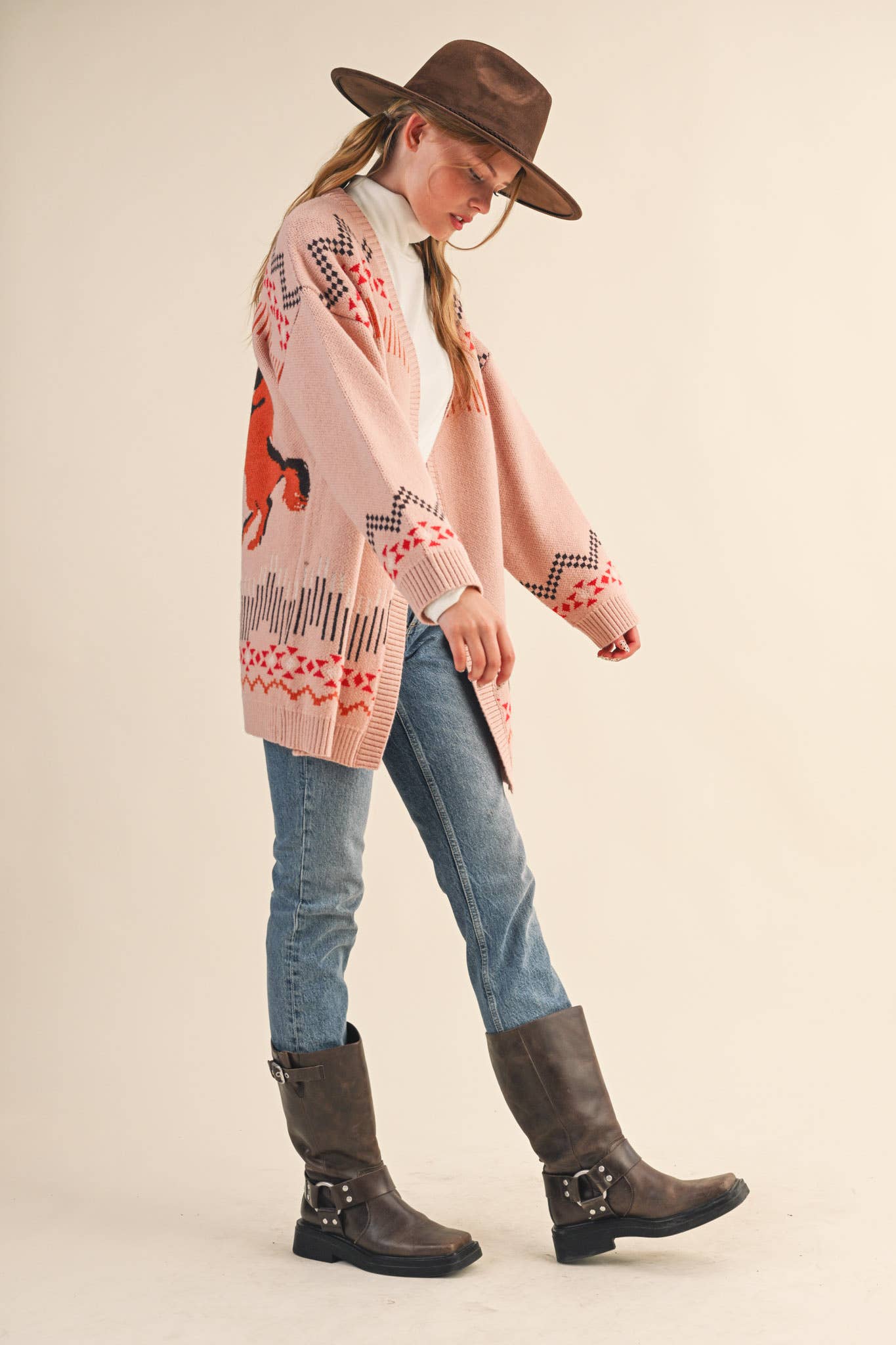 WESTERN MOTIF SWEATER CARDIGAN