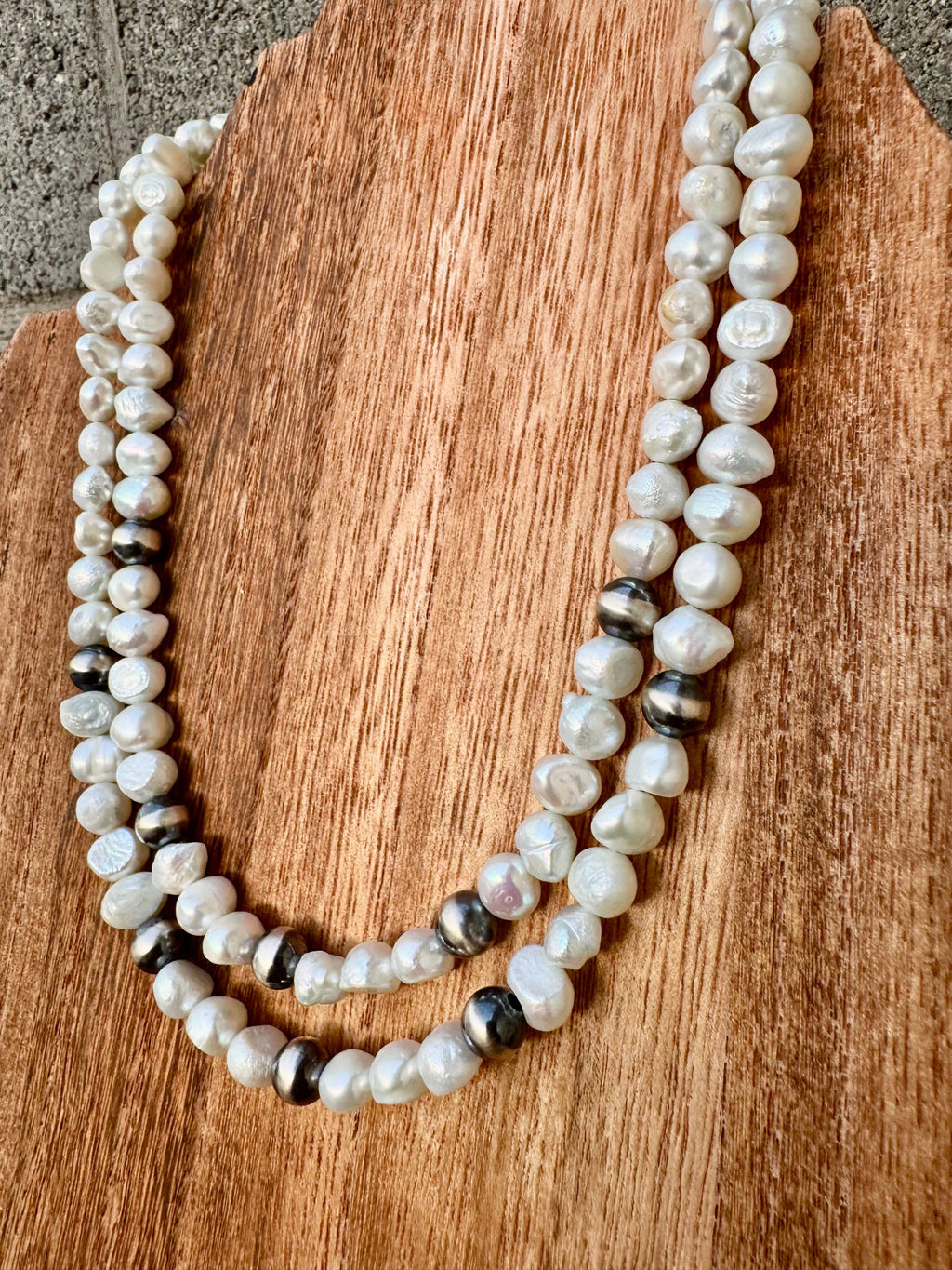 Large Navajo Pearl Necklace/Fresh water Pearl Choker/Boho