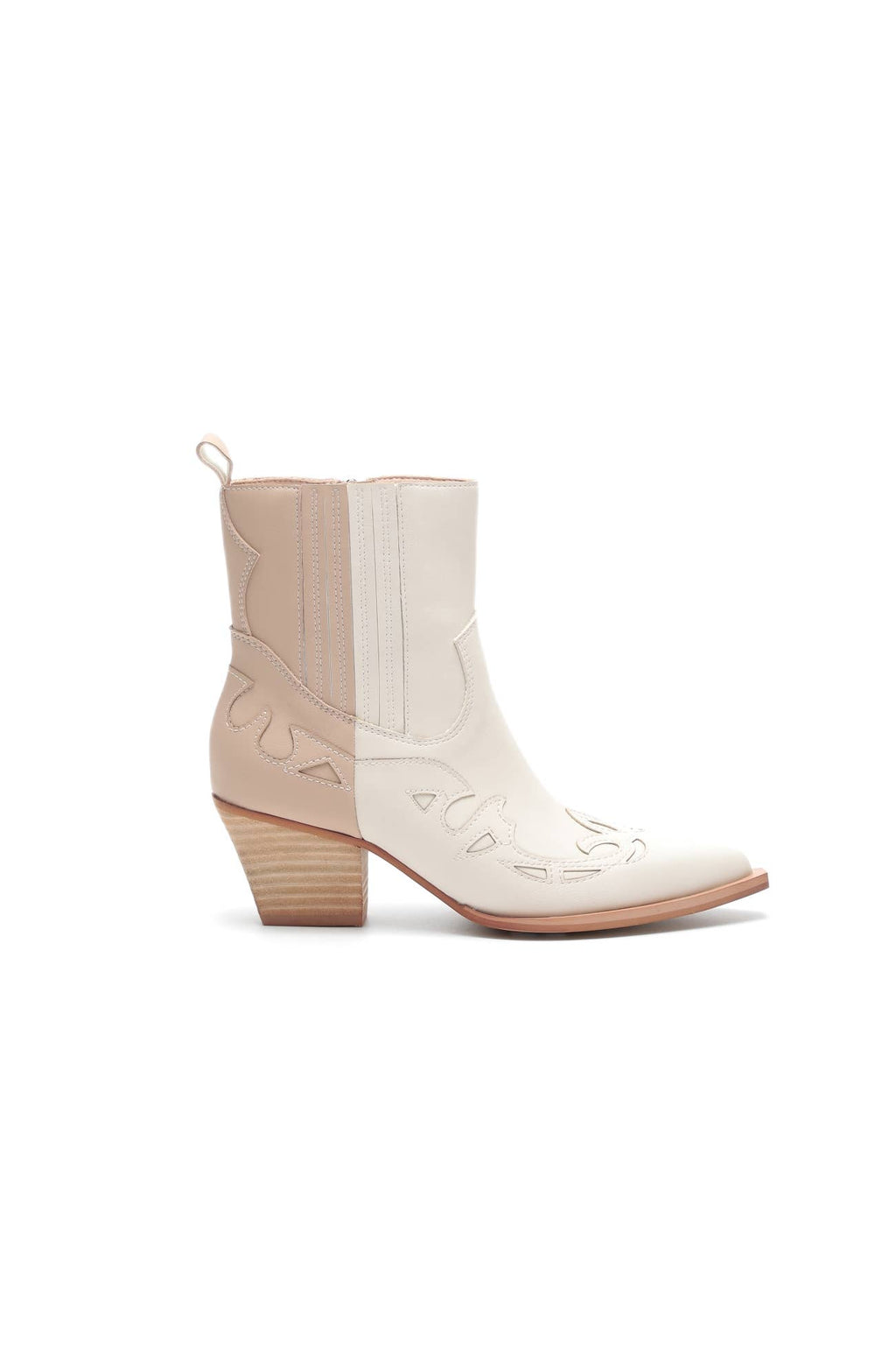 BETSY CHIC TWO-TONE COLOR WESTERN ANKLE BOOTS