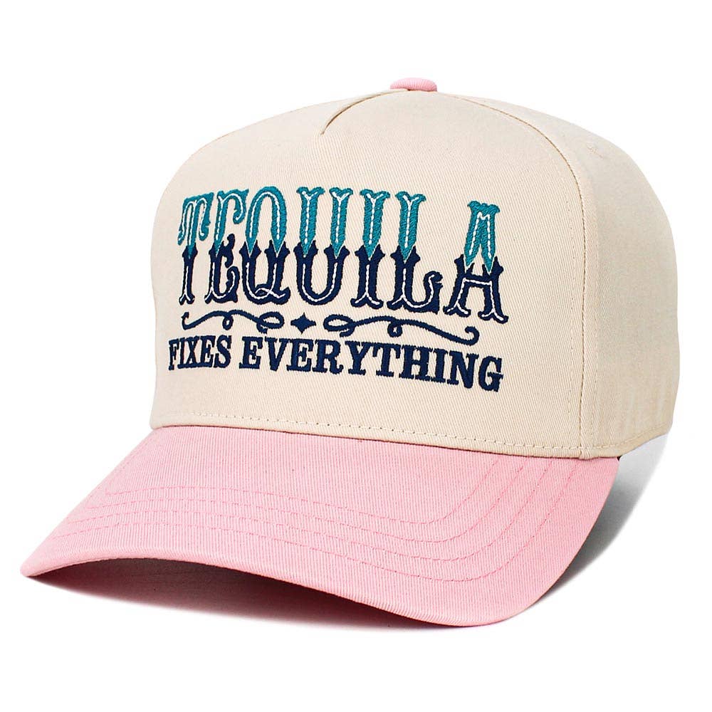 Tequila Fixed Everything Message Embroidered Snapback Baseball Cap