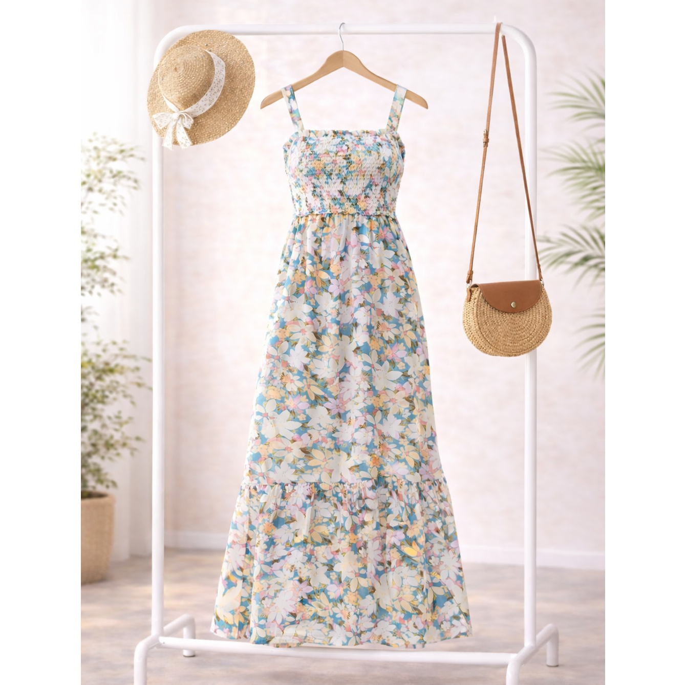 MEADOW BLOOM SLEEVELESS FLORAL MAXI DRESS