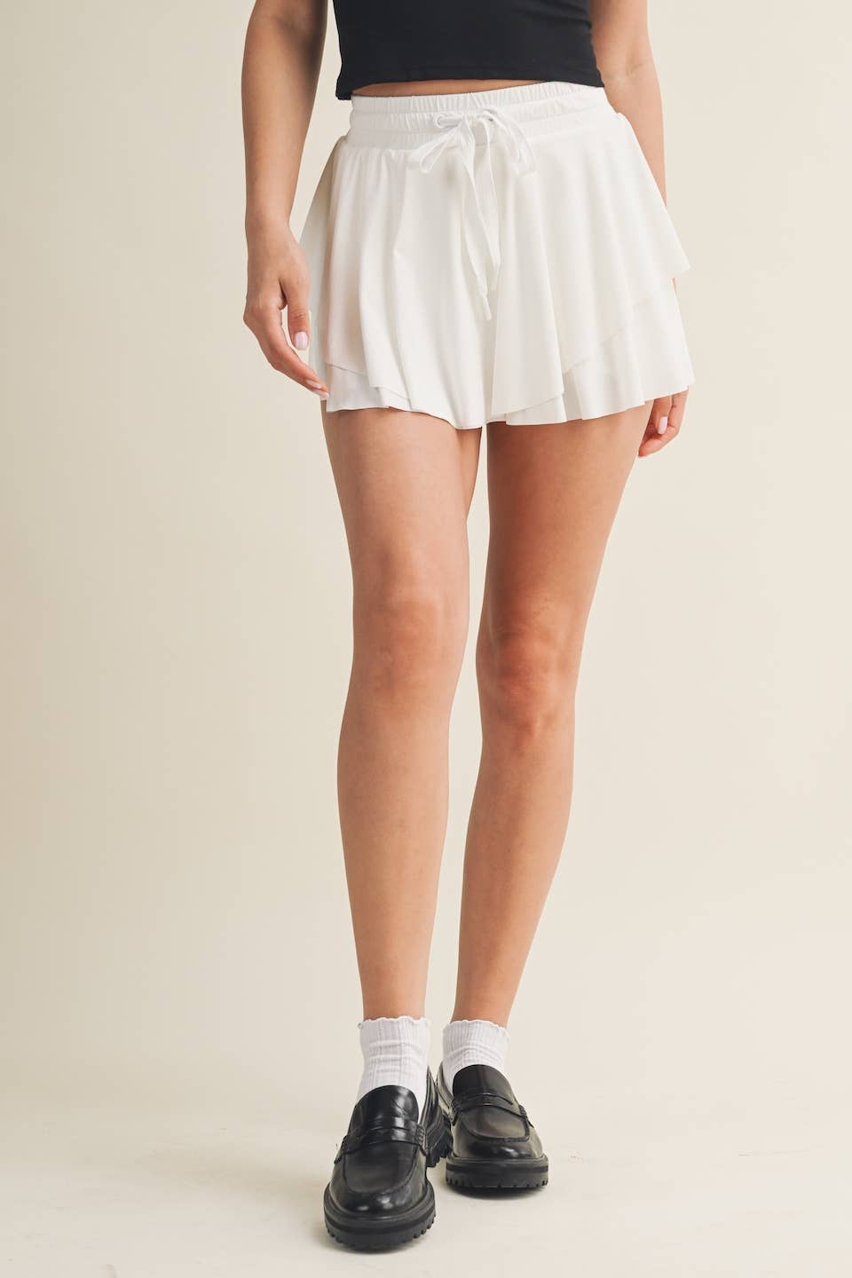 Flowy Mini Skort with Drawstring