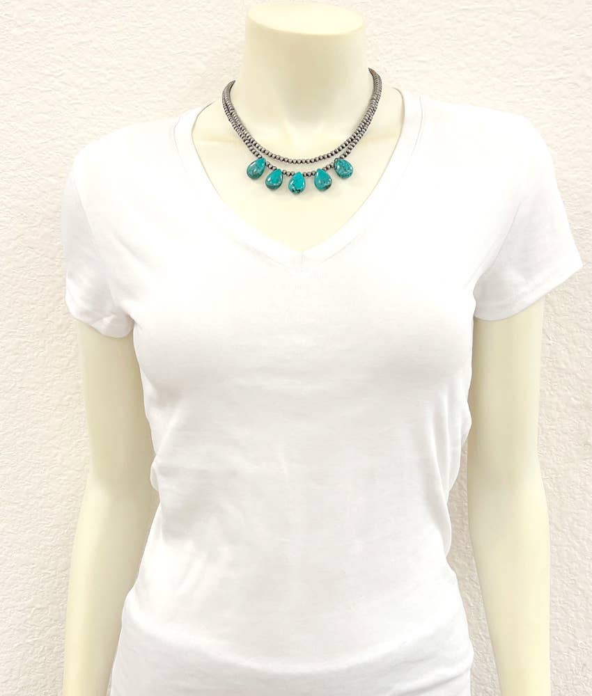 739547, Handmade 17" Navajo Turquoise Necklace