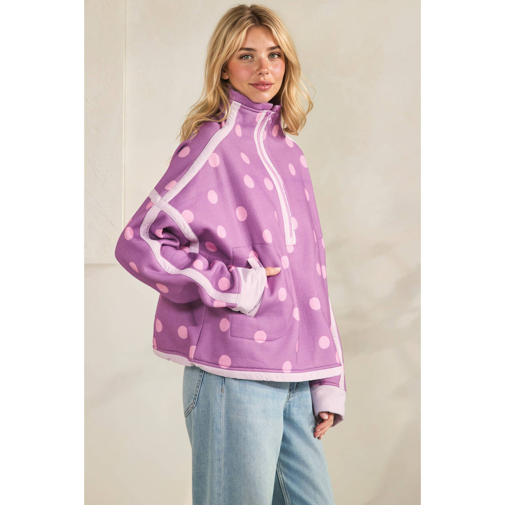 Polka Dot Contrast Pull Over