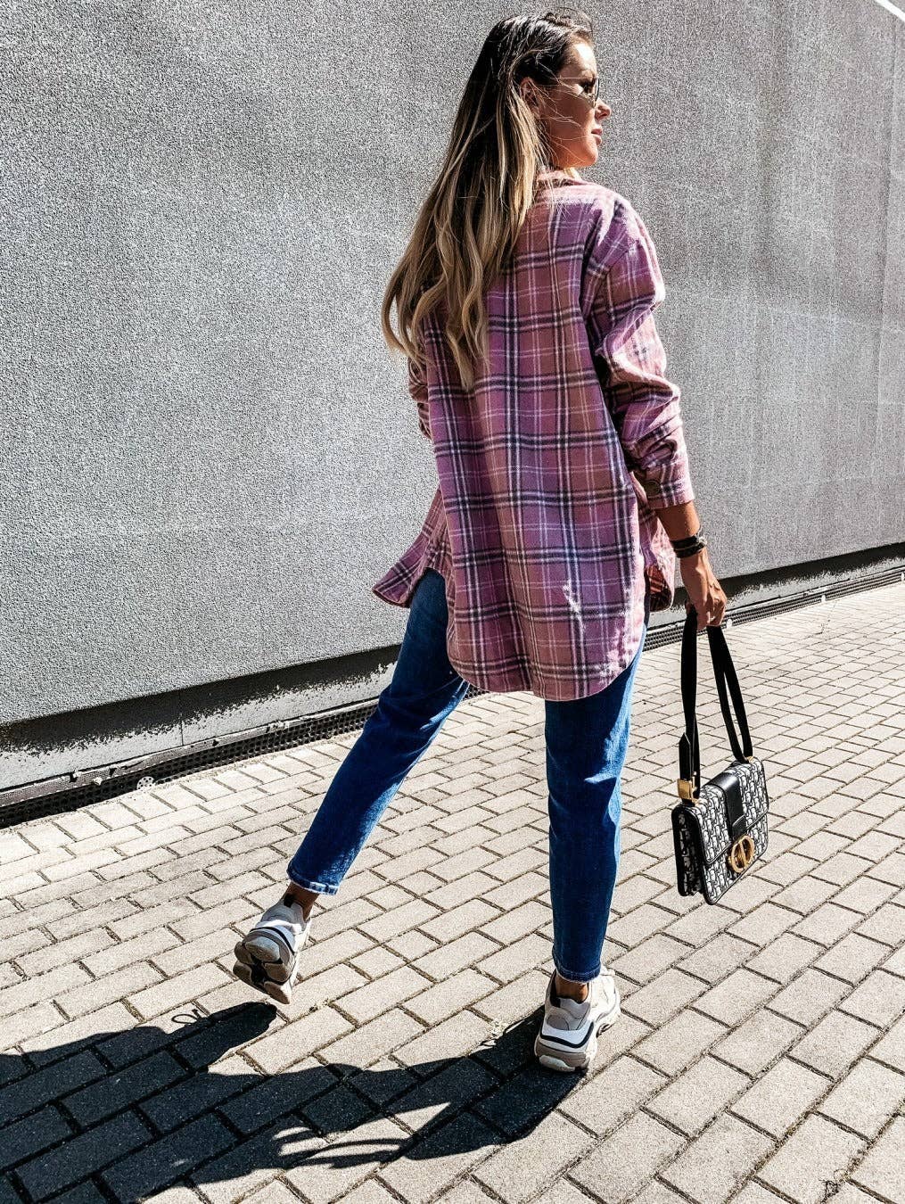 Plaid Wool Blend Shirt Jacket - Oversized Button Down Coat