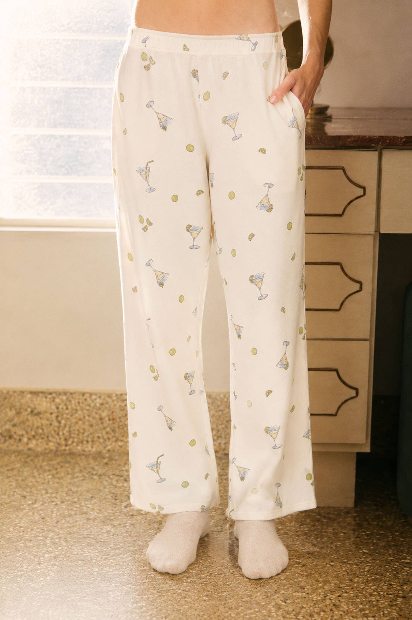 MARTINI MOTIF KNIT LOUNGE PANTS