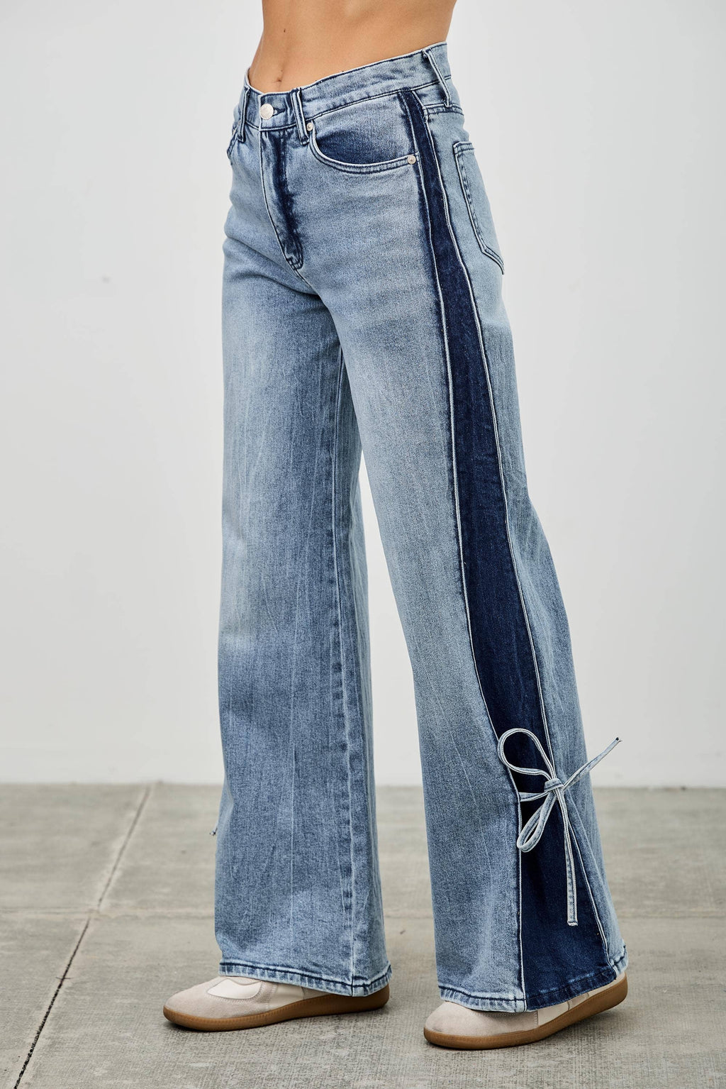 P8124ML-HIGH RISE CONTRAST WIDE LEG WITH RIBBON TIE (Copy)