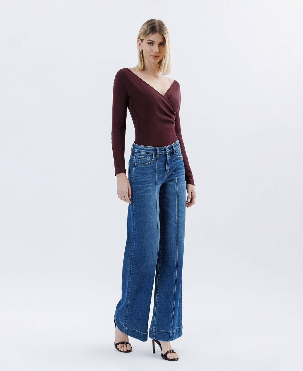 HIGH RISE TROUSER HEM EXTREME WIDE LEG JEANS