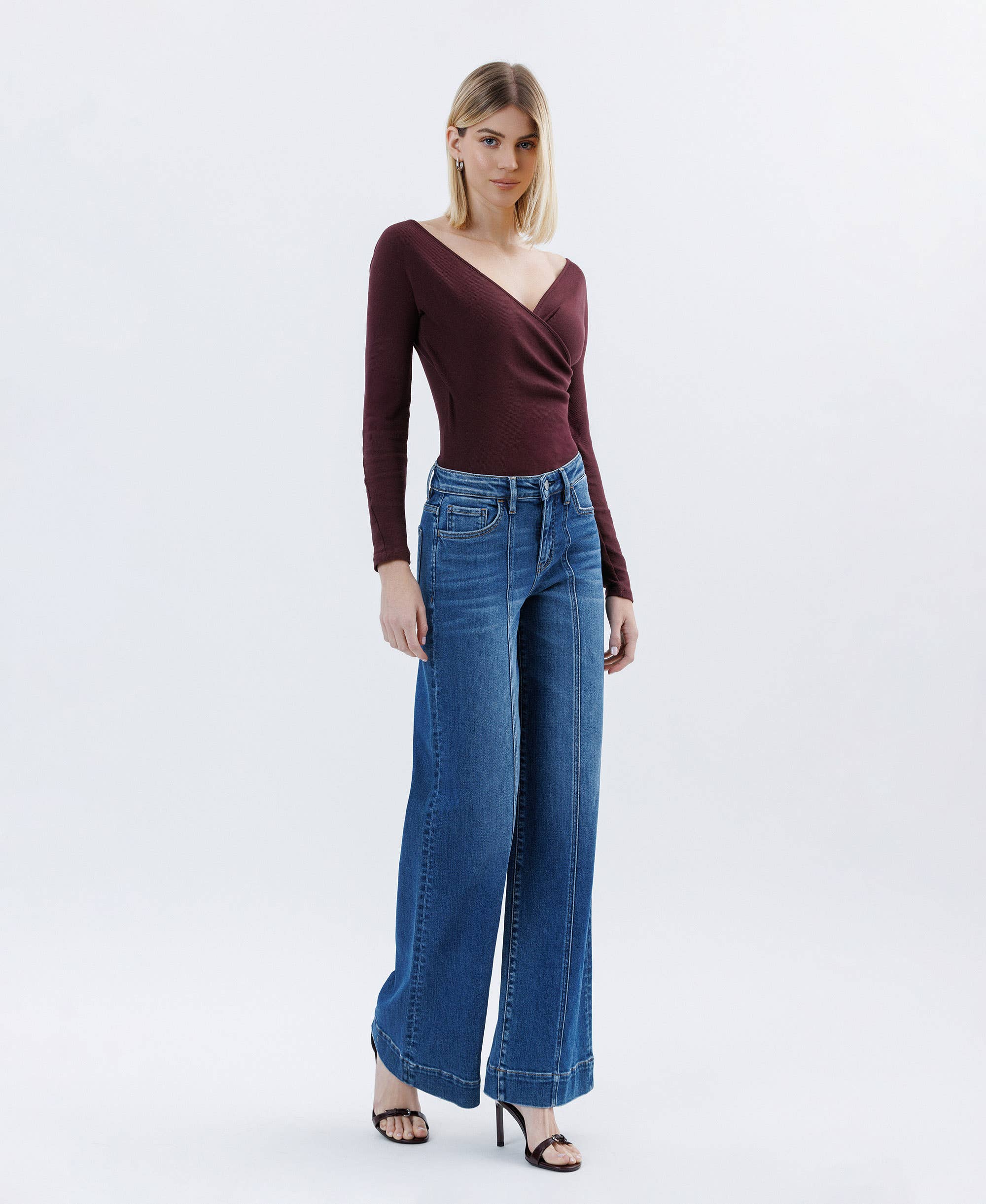 HIGH RISE TROUSER HEM EXTREME WIDE LEG JEANS