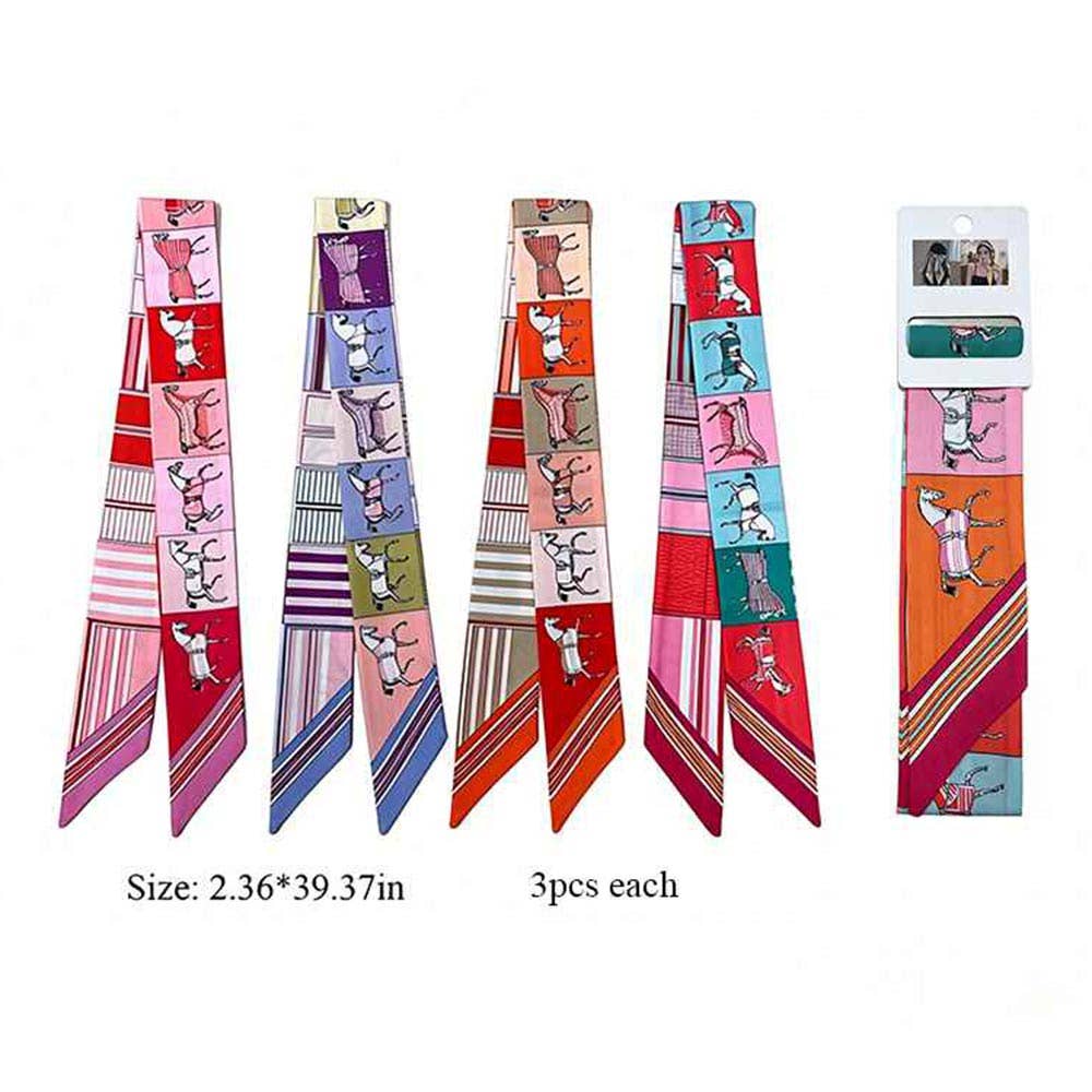 Abstract Horse Patchwork Print Twilly Skinny Scarves