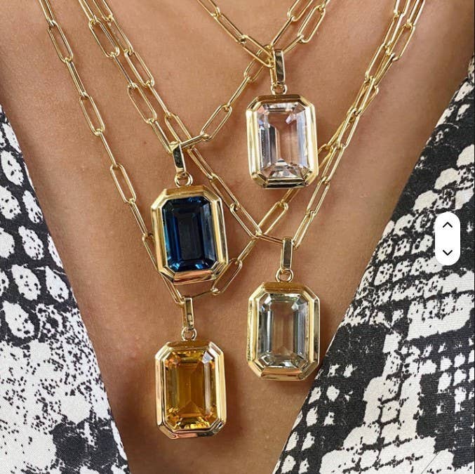 18k Stainless Steel Baguette Necklace