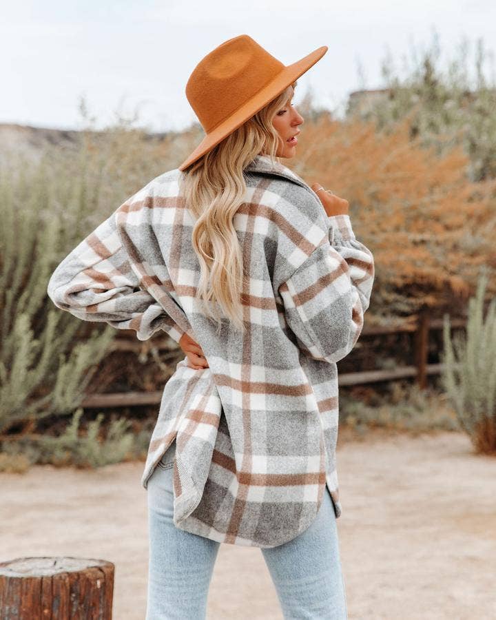 Women's Plaid Button Down Flannel Shirt Jacket – Cozy & Stylish