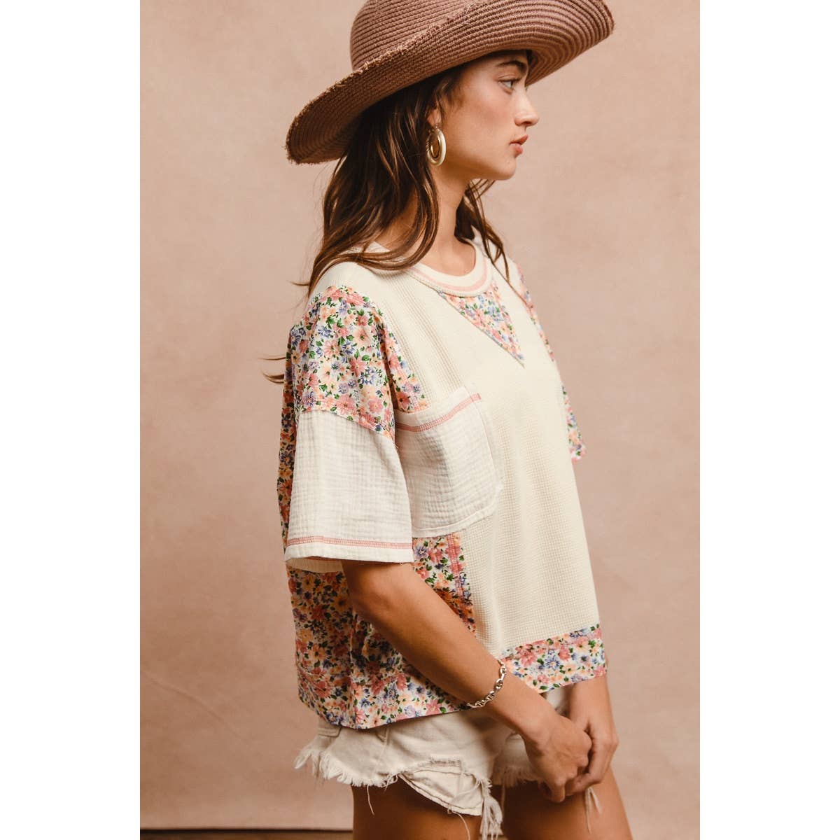 THERMAL AND GAUZE WITH FLORAL MIX AND MATCH TOP