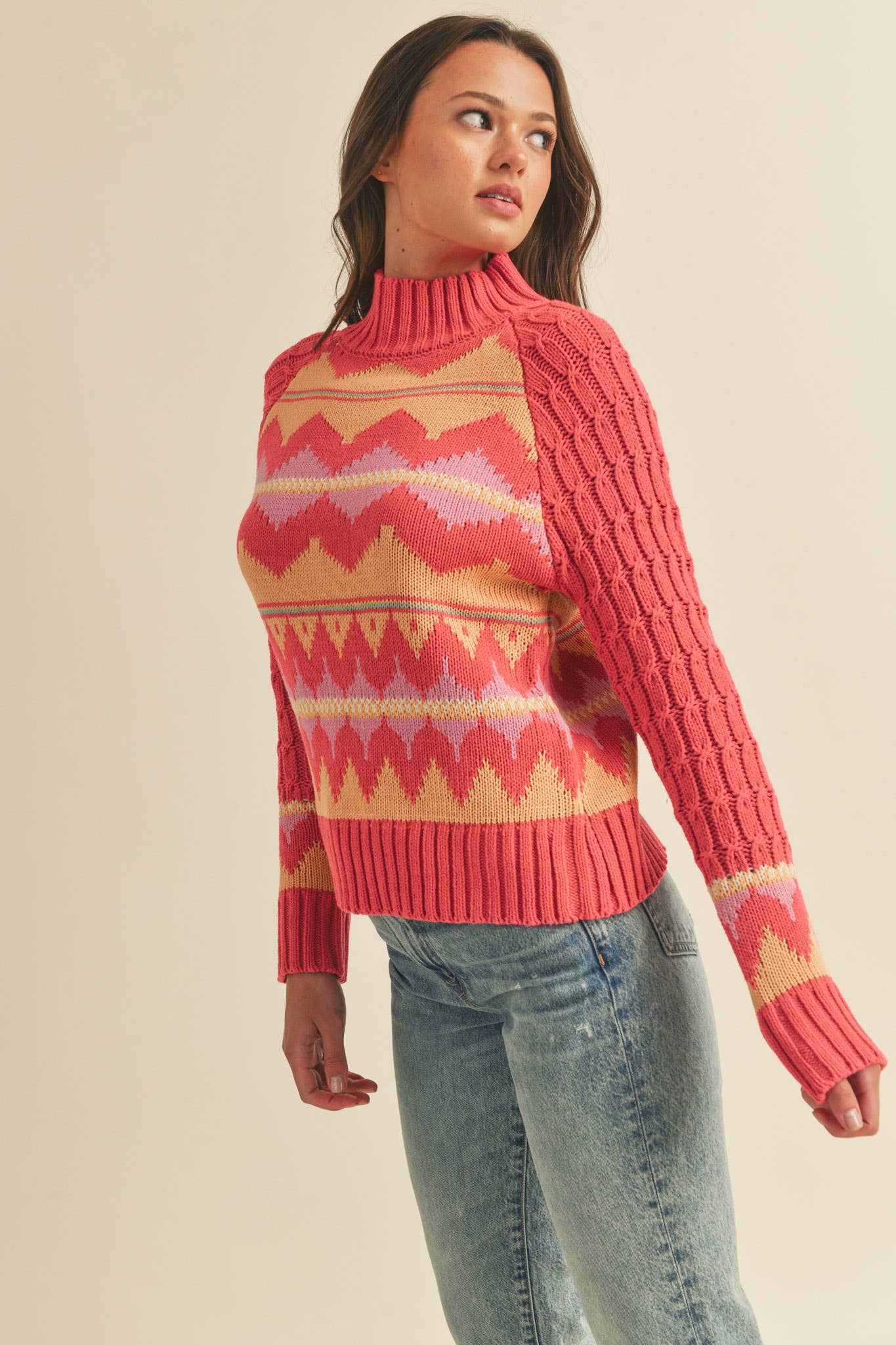 FAIR ISLE TURTLENECK SWEATER