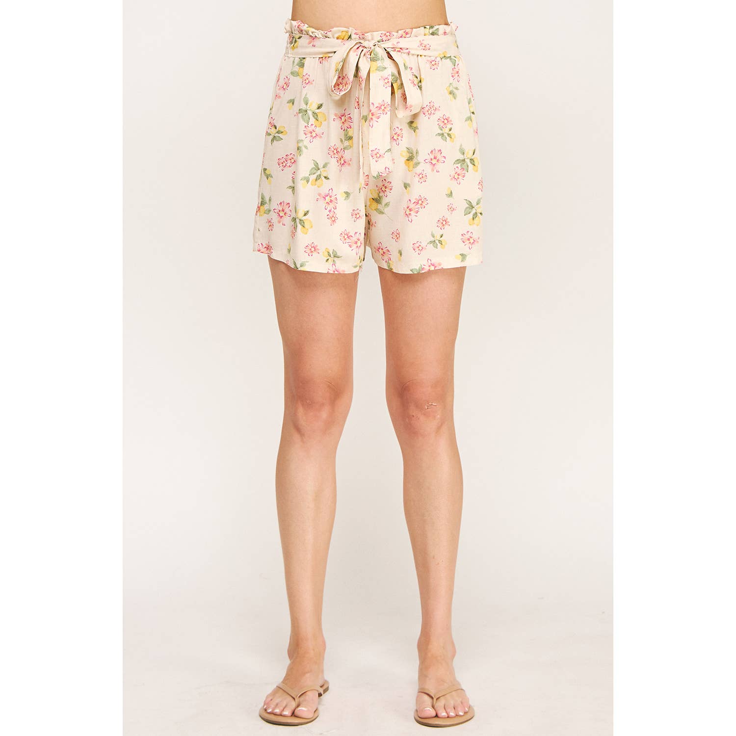 BLOOMING PINK PAPERBAG FLORAL SHORTS