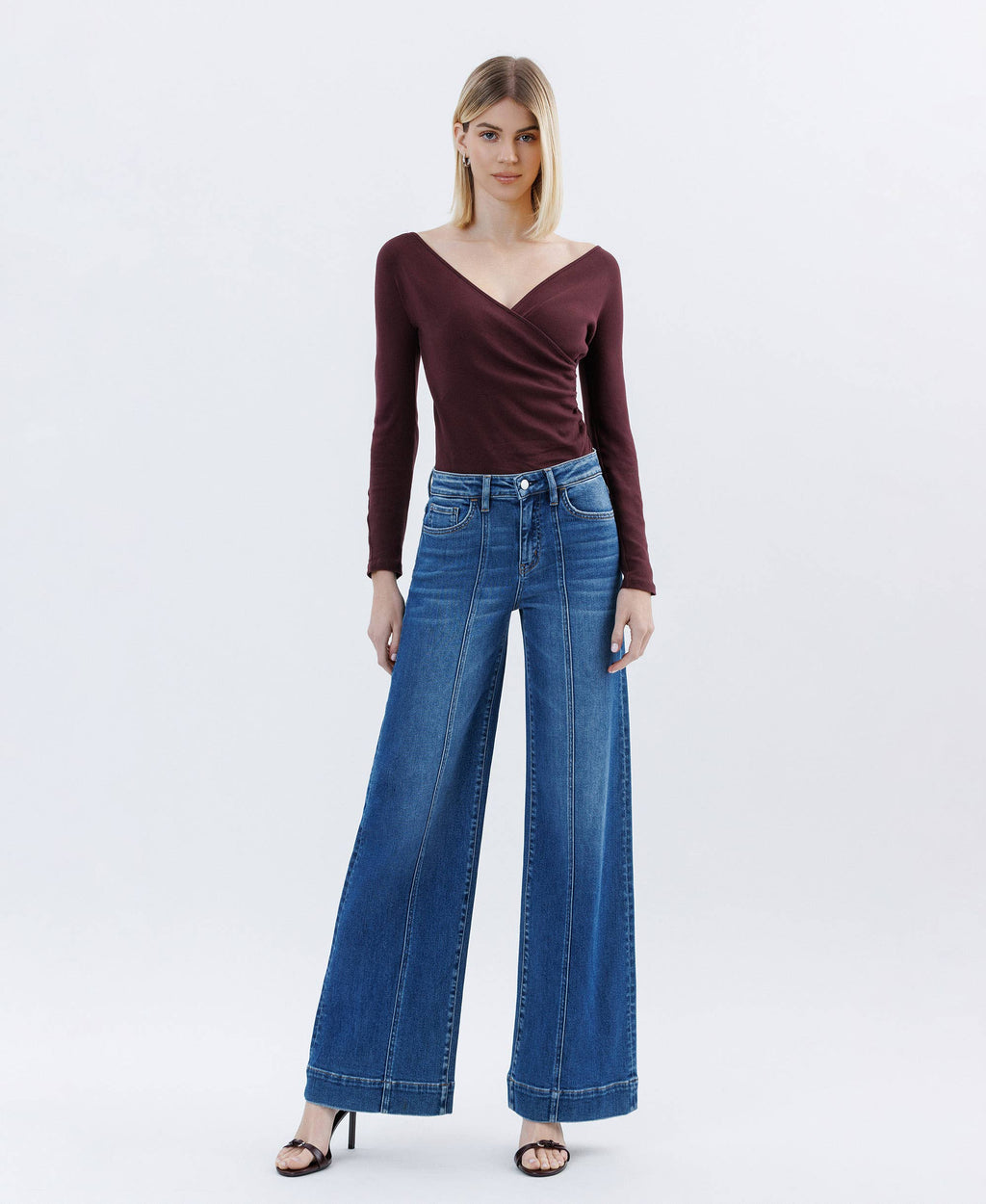 HIGH RISE TROUSER HEM EXTREME WIDE LEG JEANS
