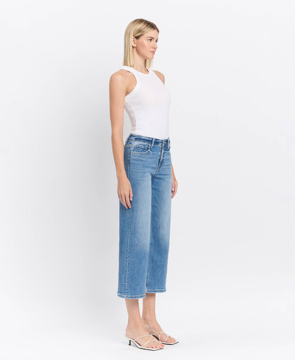 HIGH RISE CROP WIDE LEG JEANS F5365
