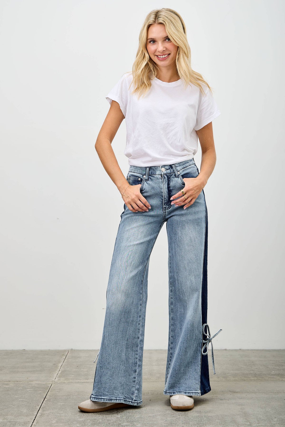P8124ML-HIGH RISE CONTRAST WIDE LEG WITH RIBBON TIE (Copy)