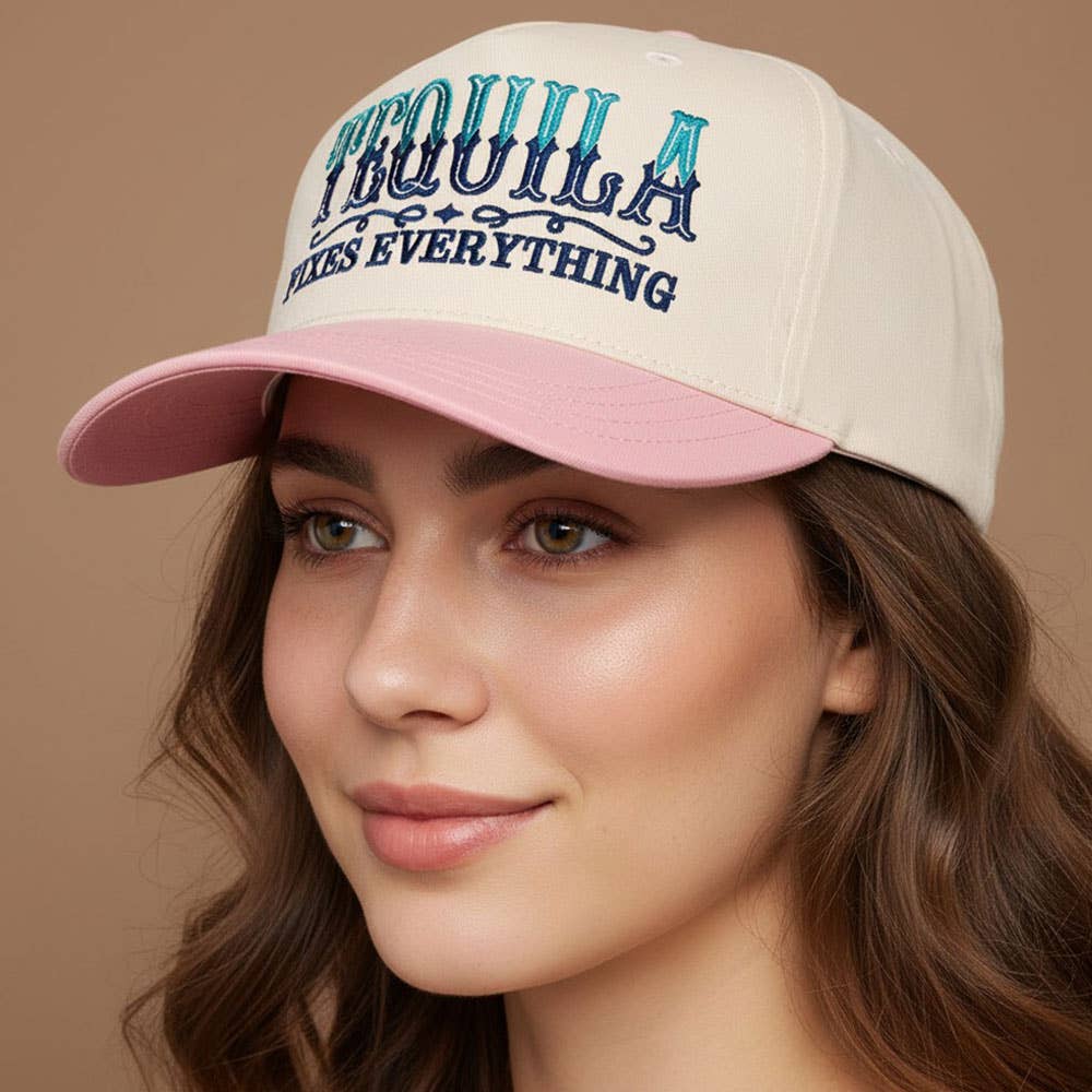 Tequila Fixed Everything Message Embroidered Snapback Baseball Cap