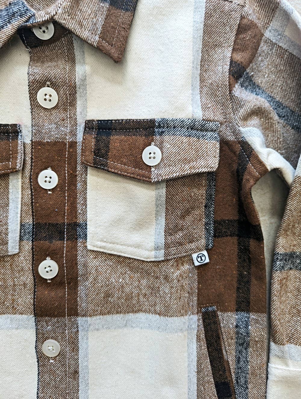Button Down Flannel Shacket(brown)