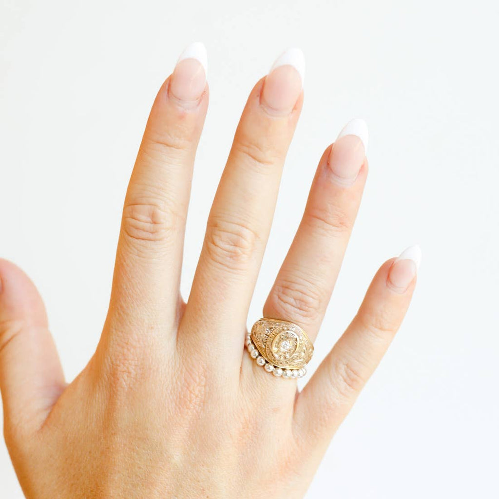 Lauren Beaded Band in Silver