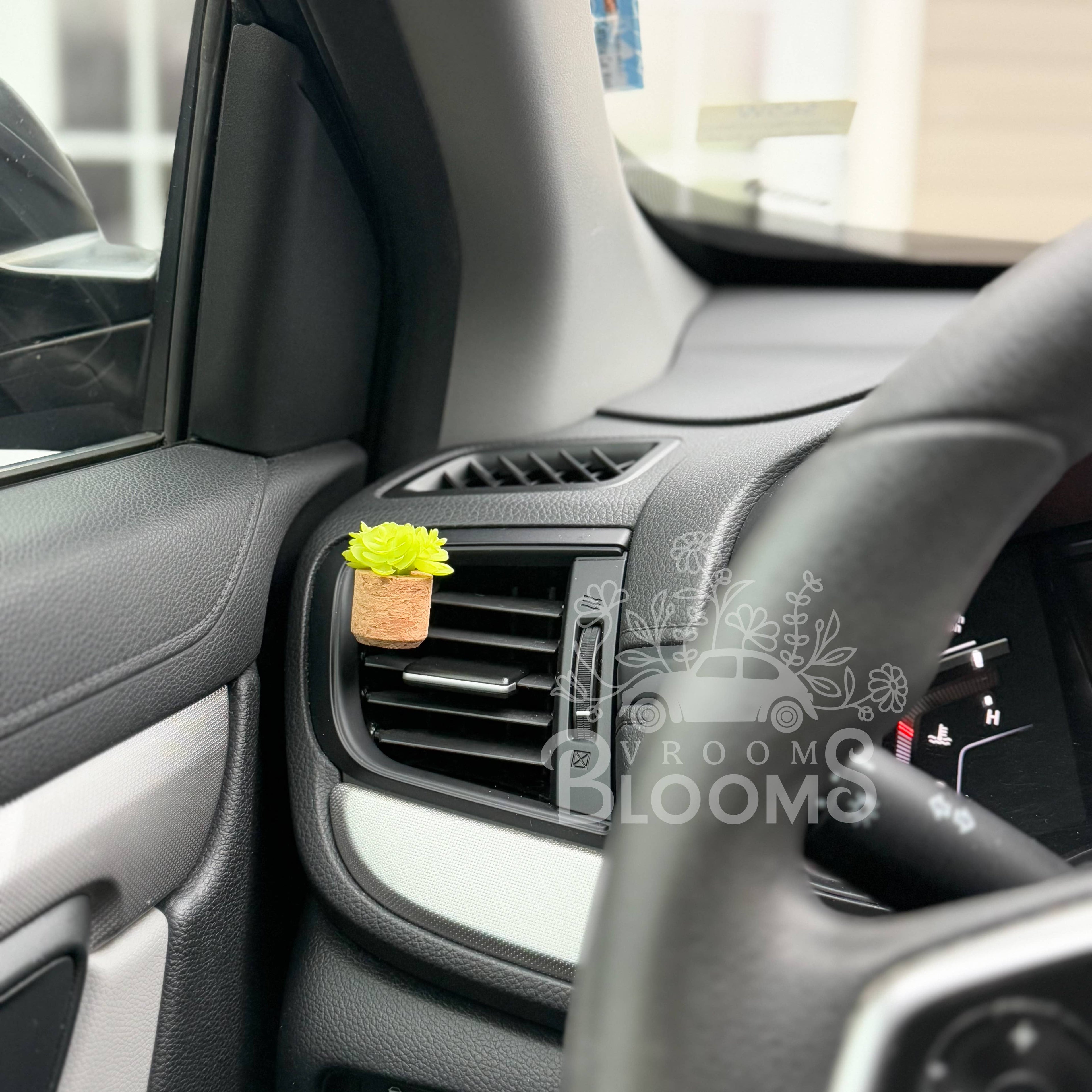 Bright Green Succulent Vent Clip Car Air Freshener -Reusable